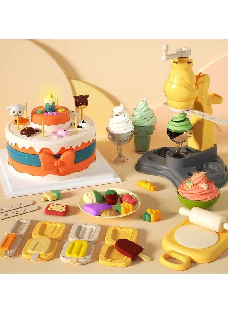 Children's game toys - colored wheat flour and clay ice cream machine, colored clay machine set, kindergarten toys