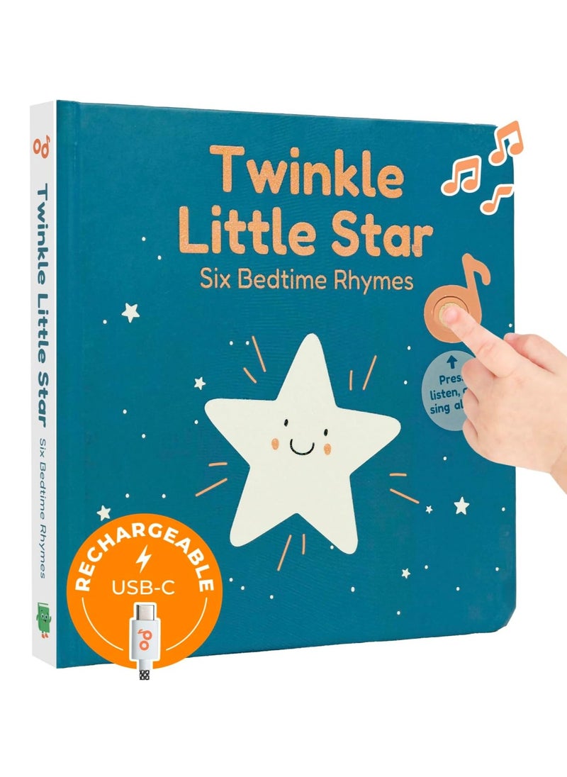 Books Twinkle Twinkle Little Star Interactive Sound Book for 1 Year Old | New Rechargeable Musical Book, No More Batteries for Babies with 6 Bedtime Nursery Rhymes