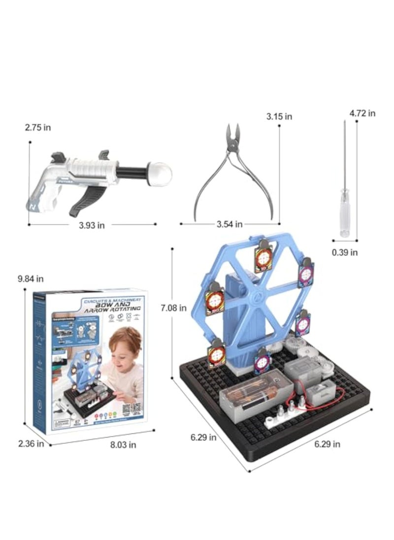 Take Apart Bow and Arrow Rotating STEM Circuit Kits Toys for 8 9 10 11 12 Years Old Boys Girls, Educational Science Circuit Blocks Electronic Blocks DIY Gifts Toys