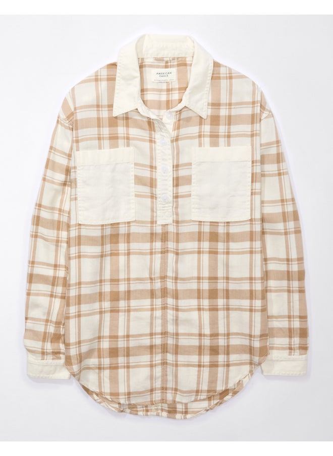 AE Oversized Plaid Pullover Shirt