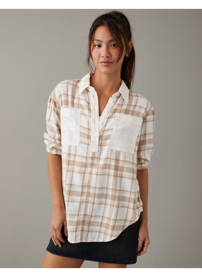 AE Oversized Plaid Pullover Shirt