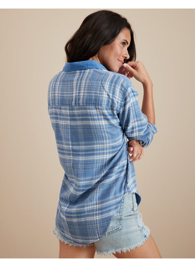 AE Oversized Plaid Pullover Shirt