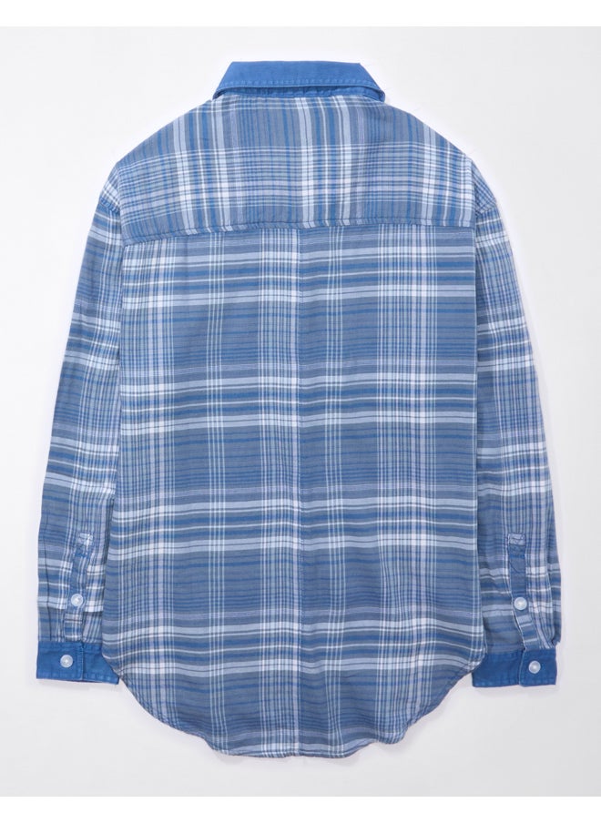 AE Oversized Plaid Pullover Shirt