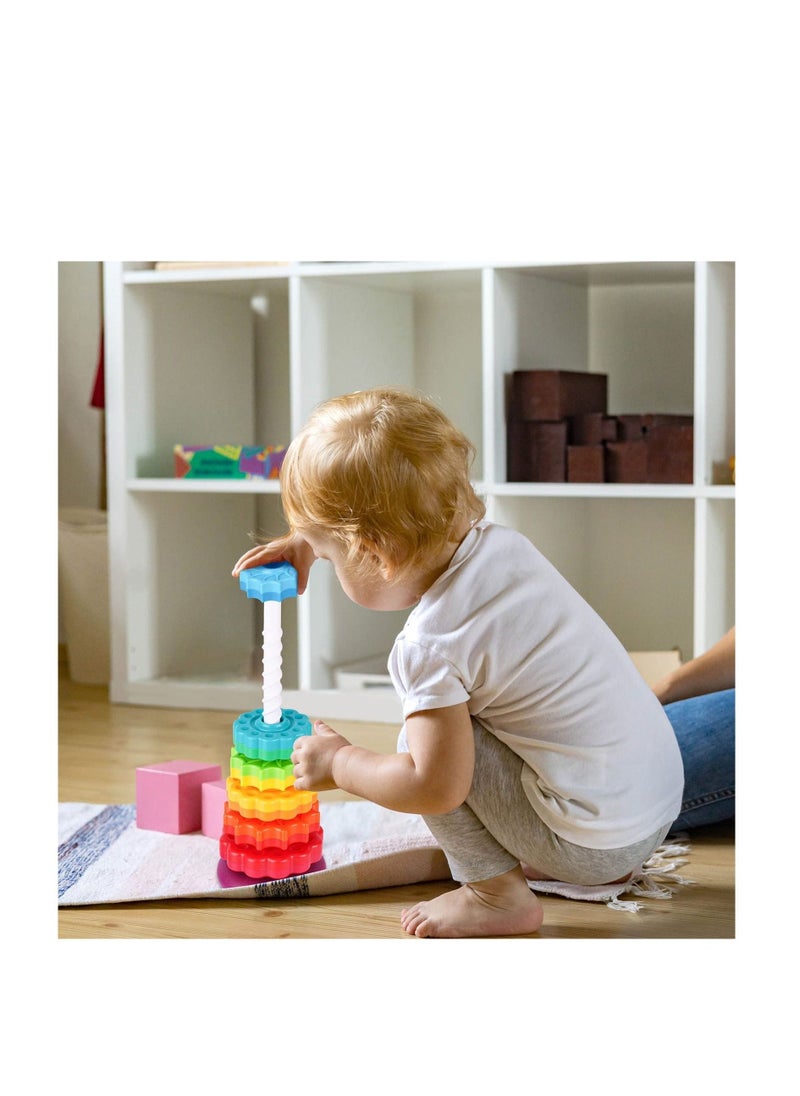 Spinning Stacking Toys, Stacking Toy for Babies and Toddlers, Rainbow Spin Tower, Educational Toddler Learning Toys, Autism Spin Stack Toys, Suitable for Gifts for Boys and Girls