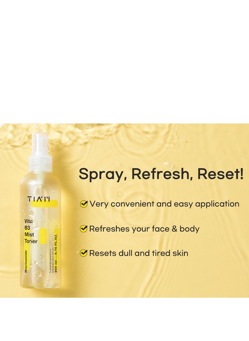 TIAM Vita B3 Mist Toner with Niacinamide and Vitamin C, 200ml