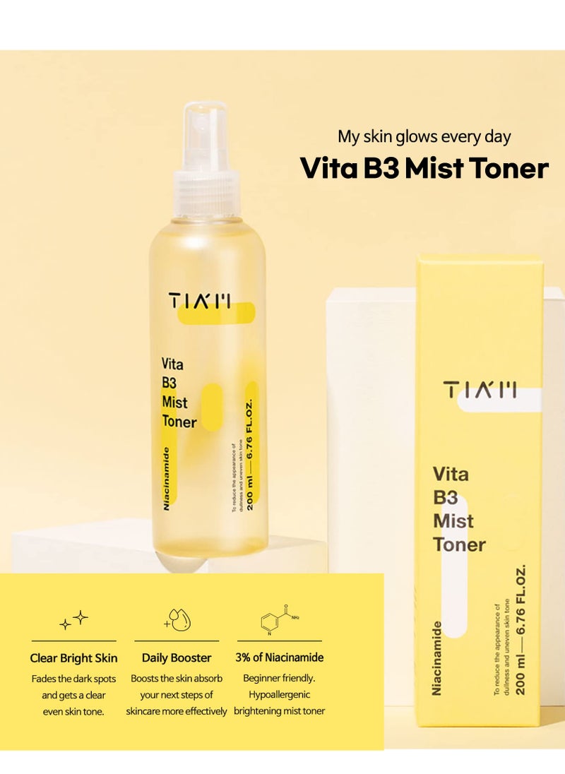 TIAM Vita B3 Mist Toner with Niacinamide and Vitamin C, 200ml