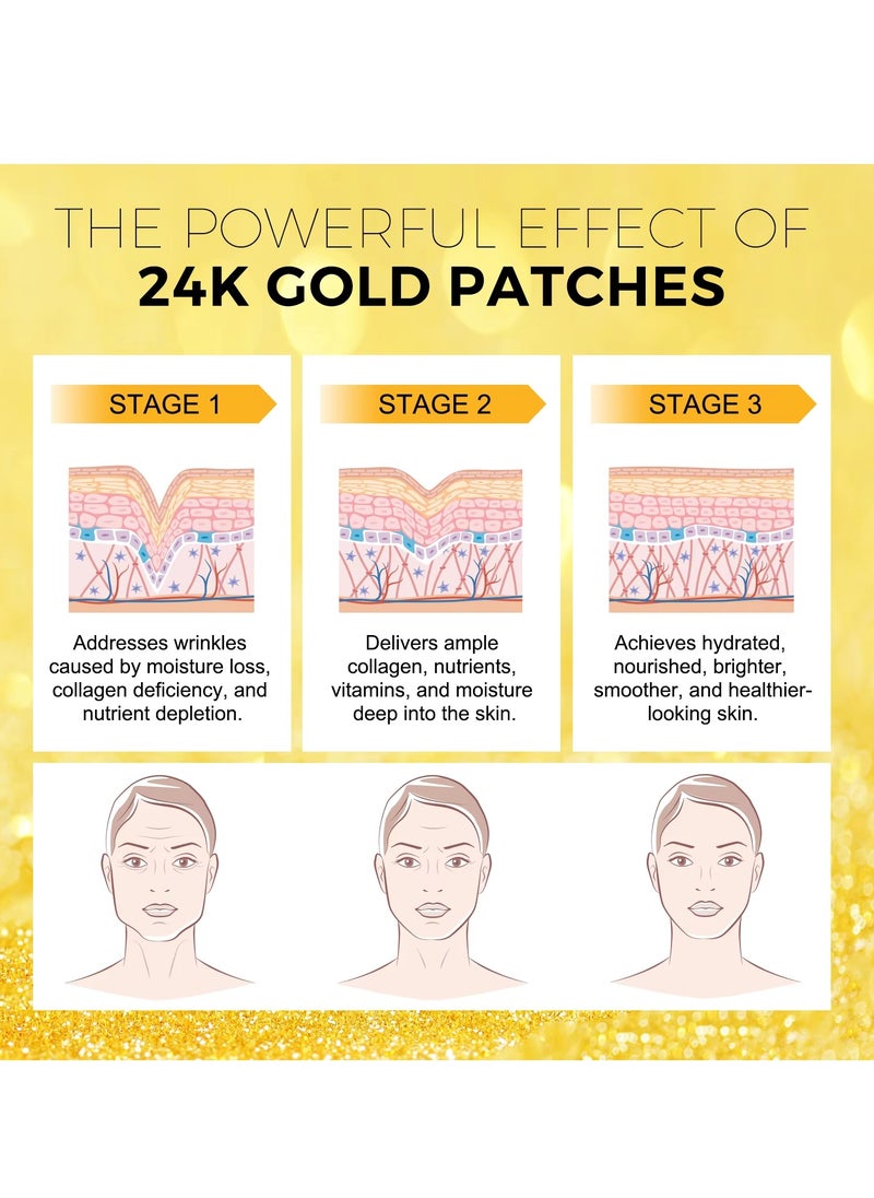 12Pcs 24K Gold Forehead Collagen Patches Forehead Wrinkle Patches with Aloe Vera Collagen Shea Butter and Vitamin E Smooth Fine Line and Wrinkles Anti Wrinkle Forehead Wrinkle Treatment Patch