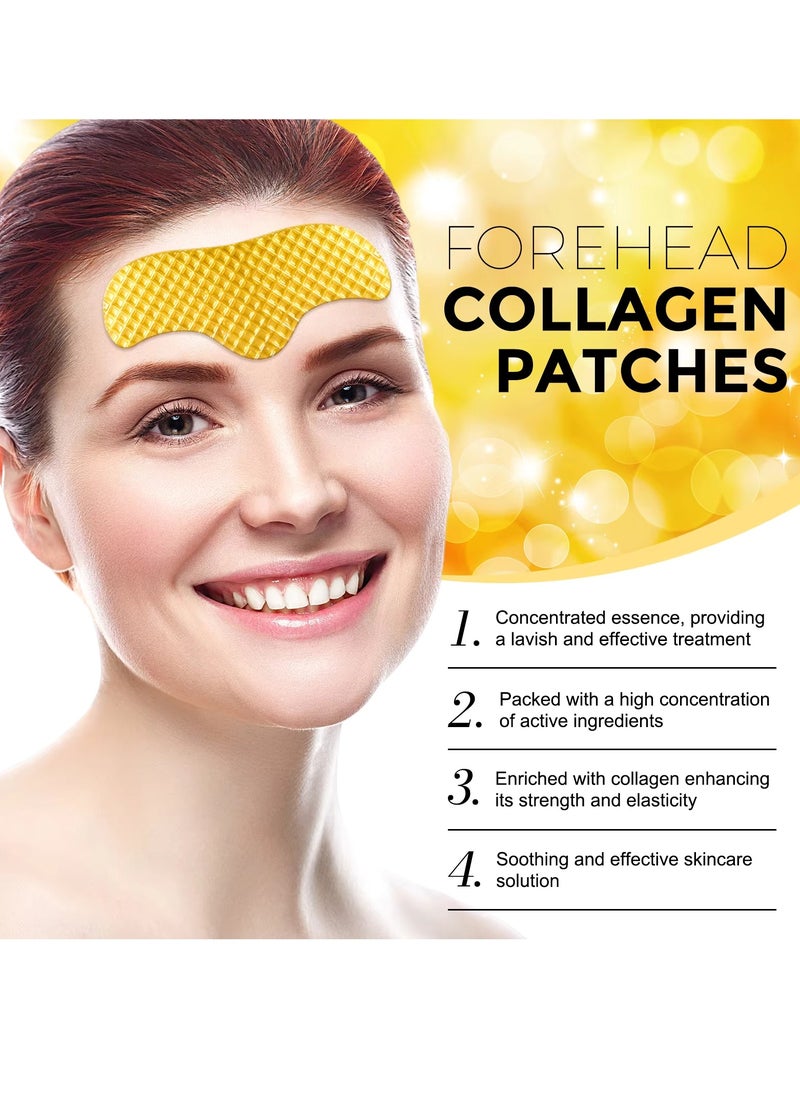 12Pcs 24K Gold Forehead Collagen Patches Forehead Wrinkle Patches with Aloe Vera Collagen Shea Butter and Vitamin E Smooth Fine Line and Wrinkles Anti Wrinkle Forehead Wrinkle Treatment Patch