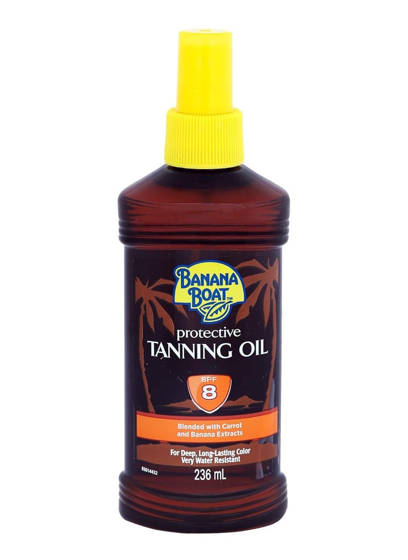 Protective Tanning Oil SPF 8 with Carrot and Banana Extract Deep Long Lasting Color Very Water Resistant 236ml