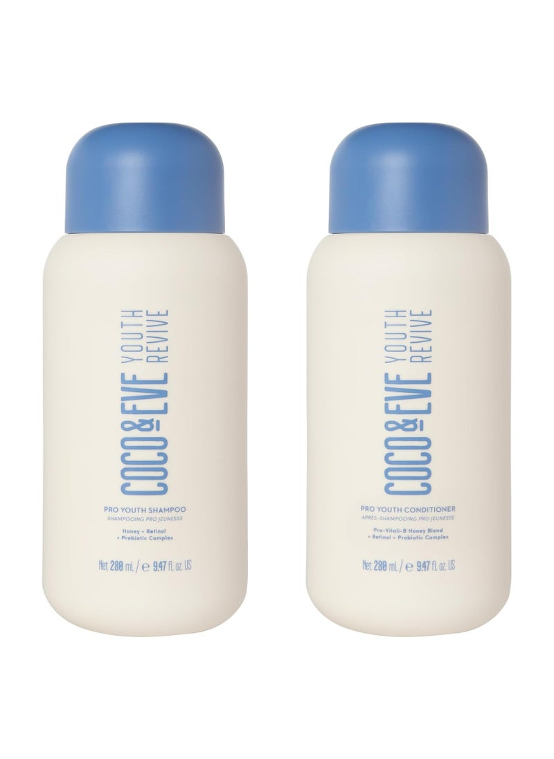 Pro Youth Shampoo and Conditioner For Strength Shine Volume and Healthy Scalp With Honey Retinol Prebiotics 280 ml