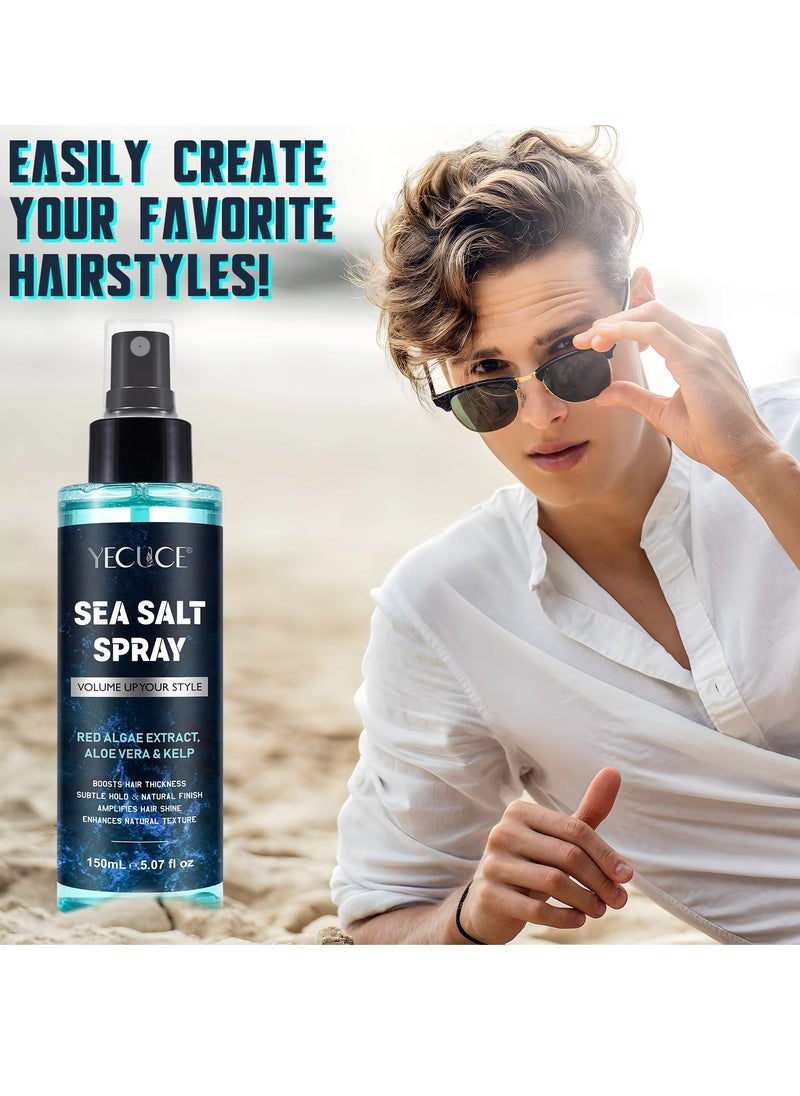 150ml Sea Salt Spray for Hair Men & Women Hair Texturizing & Volumizing Spray Hair Styling for Volume & Thickness Salt Water Spray Beach Wave Spray Increase Natural Hair Shine