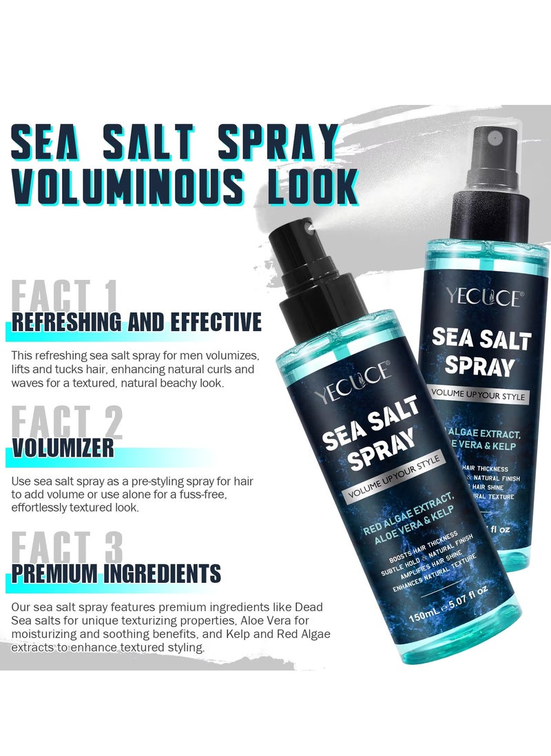 150ml Sea Salt Spray for Hair Men & Women Hair Texturizing & Volumizing Spray Hair Styling for Volume & Thickness Salt Water Spray Beach Wave Spray Increase Natural Hair Shine