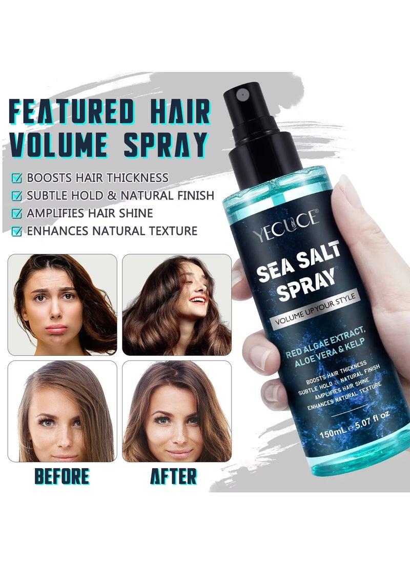 150ml Sea Salt Spray for Hair Men & Women Hair Texturizing & Volumizing Spray Hair Styling for Volume & Thickness Salt Water Spray Beach Wave Spray Increase Natural Hair Shine