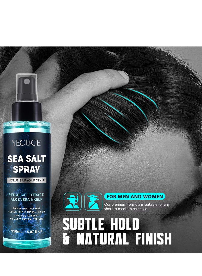 150ml Sea Salt Spray for Hair Men & Women Hair Texturizing & Volumizing Spray Hair Styling for Volume & Thickness Salt Water Spray Beach Wave Spray Increase Natural Hair Shine