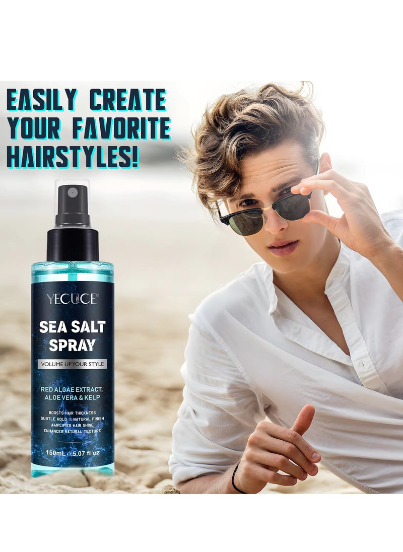 150ml Sea Salt Spray for Hair Men & Women Hair Texturizing & Volumizing Spray Hair Styling for Volume & Thickness Salt Water Spray Beach Wave Spray Increase Natural Hair Shine