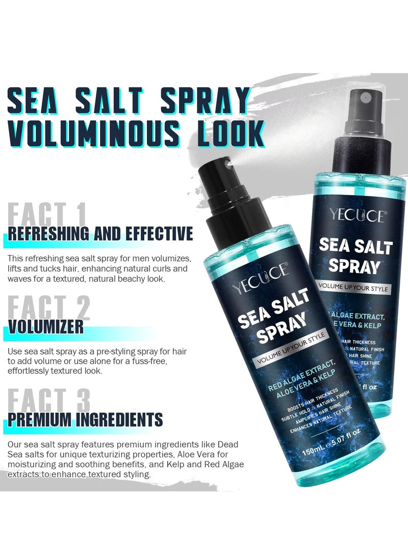 150ml Sea Salt Spray for Hair Men & Women Hair Texturizing & Volumizing Spray Hair Styling for Volume & Thickness Salt Water Spray Beach Wave Spray Increase Natural Hair Shine