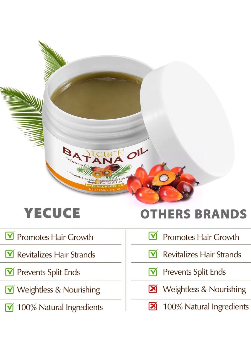 120g Natural Batana Oil Hair Butter Raw Batana Oil for Hair Growth with Castor Seed Oil and Shea Butter Batana Oil Enhance Hair Strength Prevent Hair Loss Repair Splitting Drying Hair Growth Oil