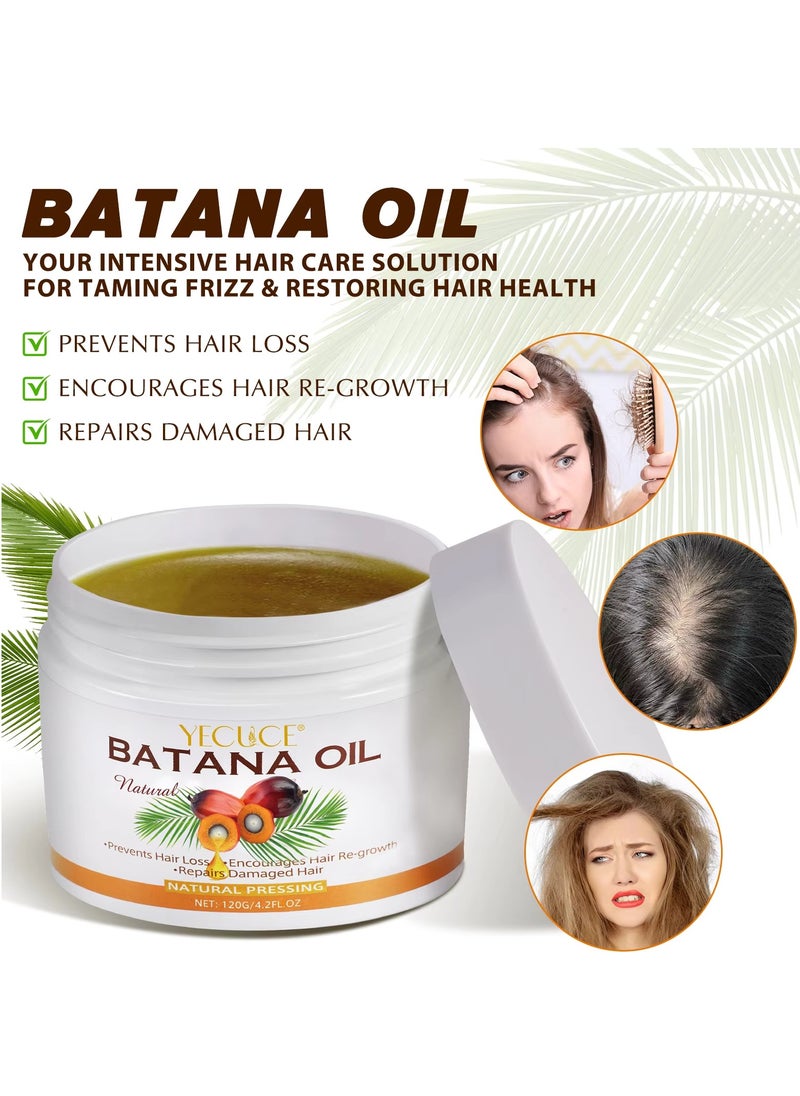 120g Natural Batana Oil Hair Butter Raw Batana Oil for Hair Growth with Castor Seed Oil and Shea Butter Batana Oil Enhance Hair Strength Prevent Hair Loss Repair Splitting Drying Hair Growth Oil