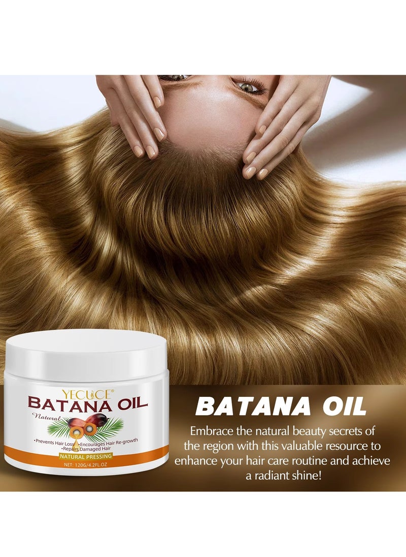 120g Natural Batana Oil Hair Butter Raw Batana Oil for Hair Growth with Castor Seed Oil and Shea Butter Batana Oil Enhance Hair Strength Prevent Hair Loss Repair Splitting Drying Hair Growth Oil