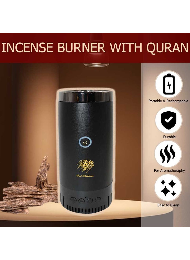 Rechargeable Bakhoor Incense Oud Burner with Full Quran Muslim Speaker Remote Control