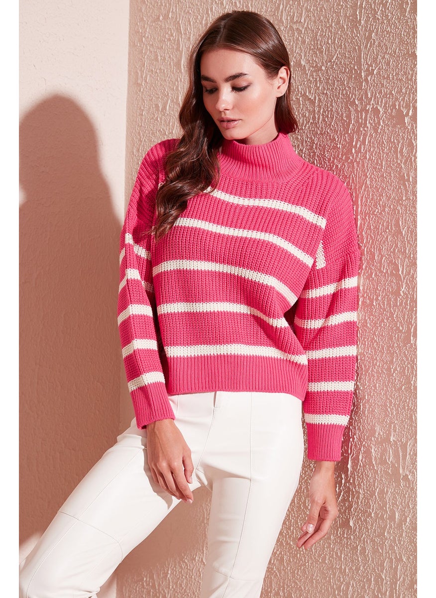 Striped Stand Collar Winter Sweater Women's Sweater 4616118