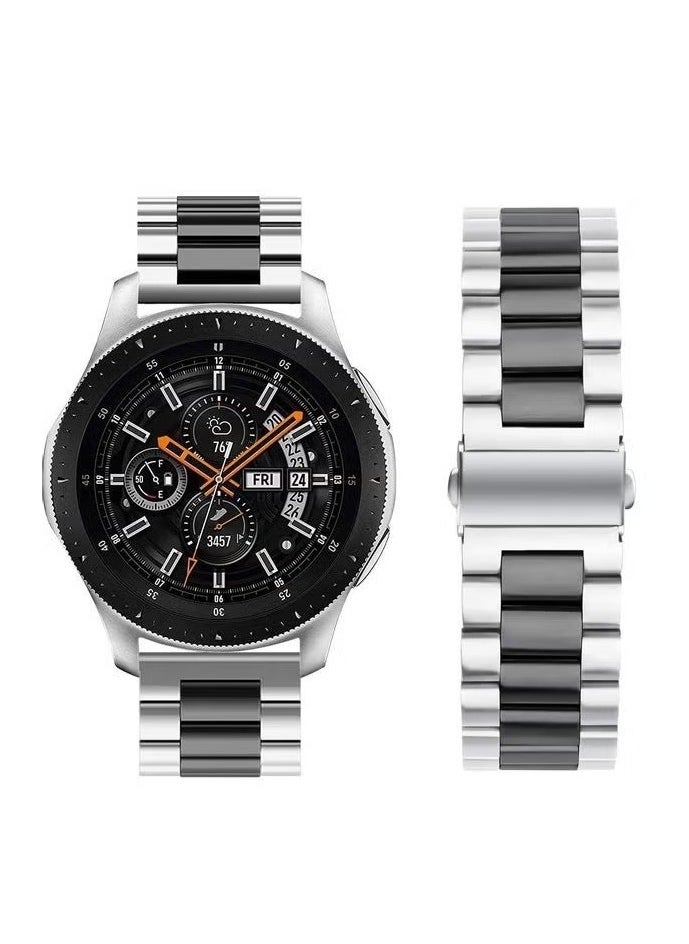 Stainless Steel Smartwatch Strap Band For Samsung Galaxy Watch 46mm/Huawei Gt2/Gear S3 Frontier And Classic/Honor Magic 2/Fossil Silver/Black