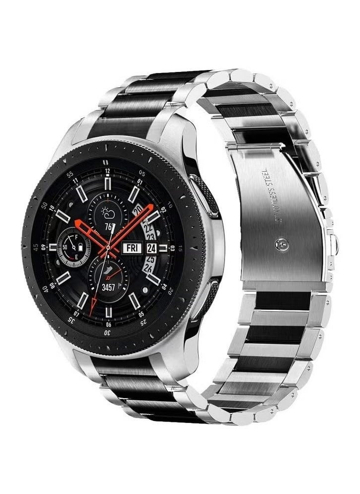 Stainless Steel Smartwatch Strap Band For Samsung Galaxy Watch 46mm/Huawei Gt2/Gear S3 Frontier And Classic/Honor Magic 2/Fossil Silver/Black