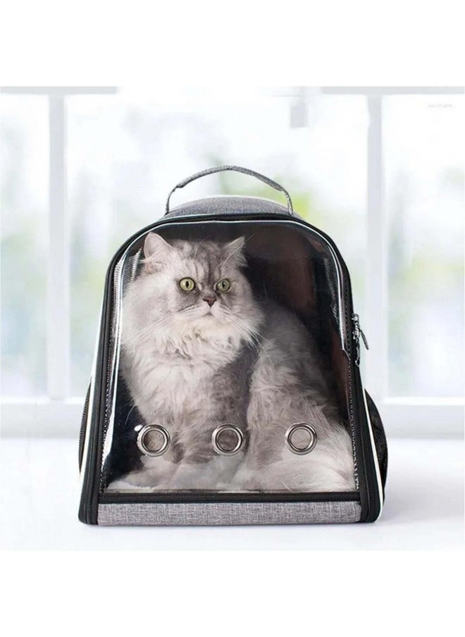 Cat Carriers Oxford Carrier Ventilation Outdoor Travel Extra Space Universal Window Backpack Panoramic Suitcase (Grey)
