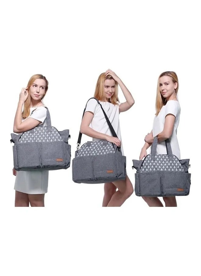 Polyester Multifunctional Waterproof Mother Baby Diaper Bag, Grey