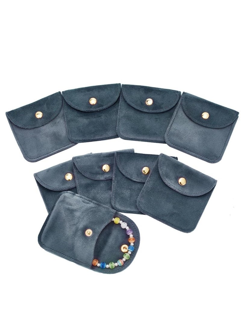 Velvet Jewellery Pouches, 20 Pcs Gray Color Velvet Jewelry Storage Bags with Snap Button, Jewelry Wrap Gift Bags, For Wedding, Party, Valentine's Day, Anniversary, Candy Gift (8x7.9cm)