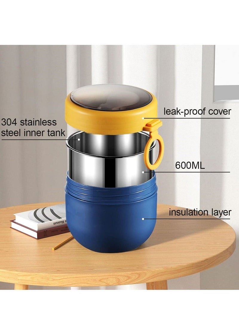 Food Jar For Kids with Foldable Spoon Vacuum Insulated Stainless Steel Thermal Food Container Food Thermos Soup Cup Leak Proof Hot Cold Food for School Office Picnic Travel Outdoors