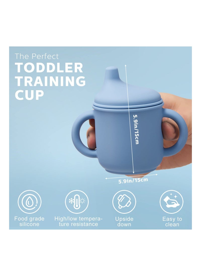 Silicone Sippy Cup, Training Cup for Baby 6 months, Two Handle Learner Cup for Toddlers, Sippy Cups for Baby 6 MonthsSilicone Sippy Cups For BabiesHandles and Spout Lid Easy Grip（2 Pieces ）