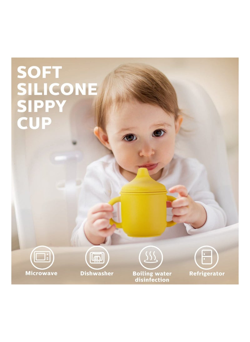 Silicone Sippy Cup, Training Cup for Baby 6 months, Two Handle Learner Cup for Toddlers, Sippy Cups for Baby 6 MonthsSilicone Sippy Cups For BabiesHandles and Spout Lid Easy Grip（2 Pieces ）