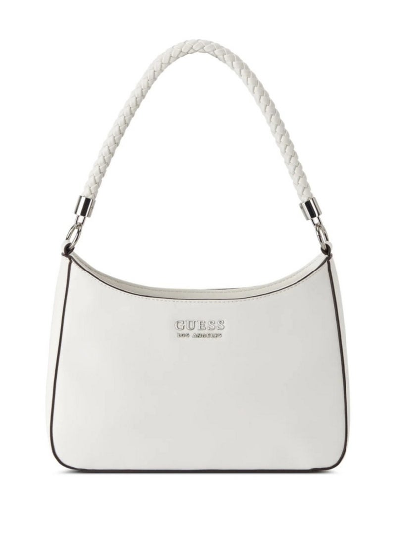 GUESSS Curtin Top-Zip Shoulder Bag White