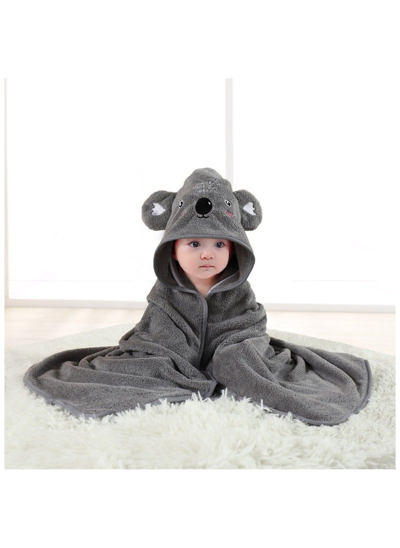 Hooded Towel for Kids 100% Cotton Ultra Soft with Unique Animal Design Large for Infants 3-10 Years (grey)