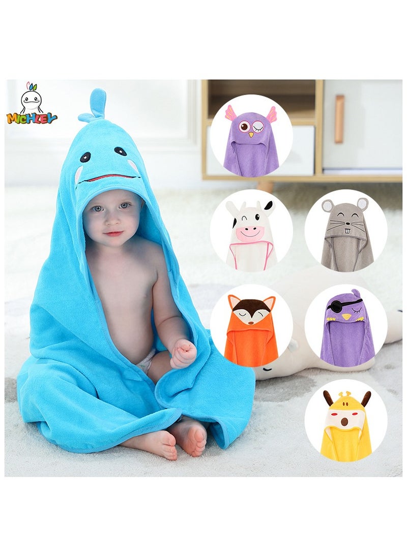 Hooded Towel for Kids 100% Cotton Ultra Soft with Unique Animal Design Large for Infants 3-10 Years (BLUE)