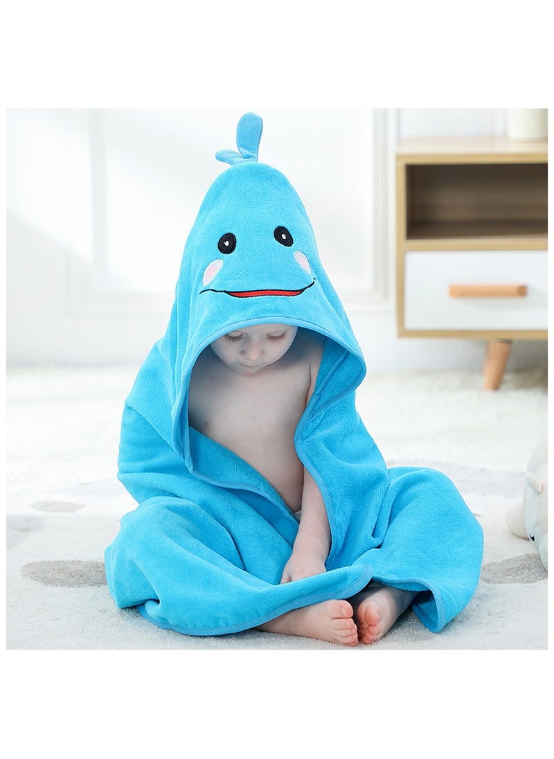 Hooded Towel for Kids 100% Cotton Ultra Soft with Unique Animal Design Large for Infants 3-10 Years (BLUE)