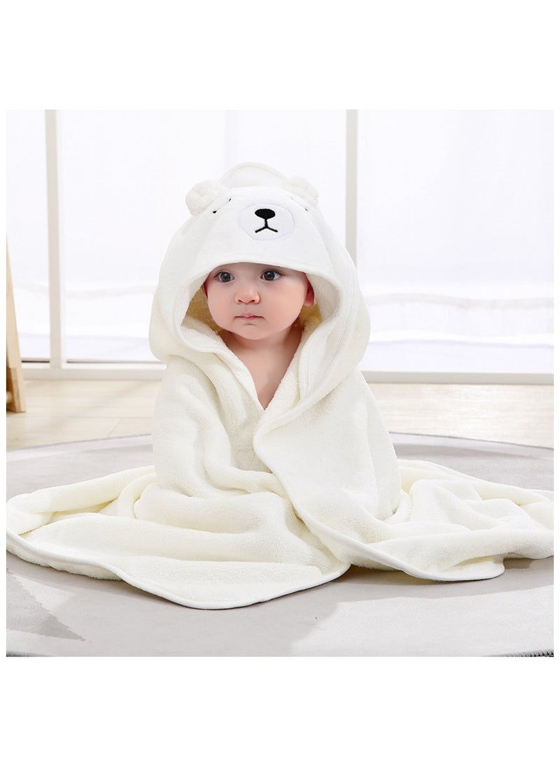 Hooded Towel for Kids 100% Cotton Ultra Soft with Unique Animal Design Large for Infants 3-10 Years (WHITE)