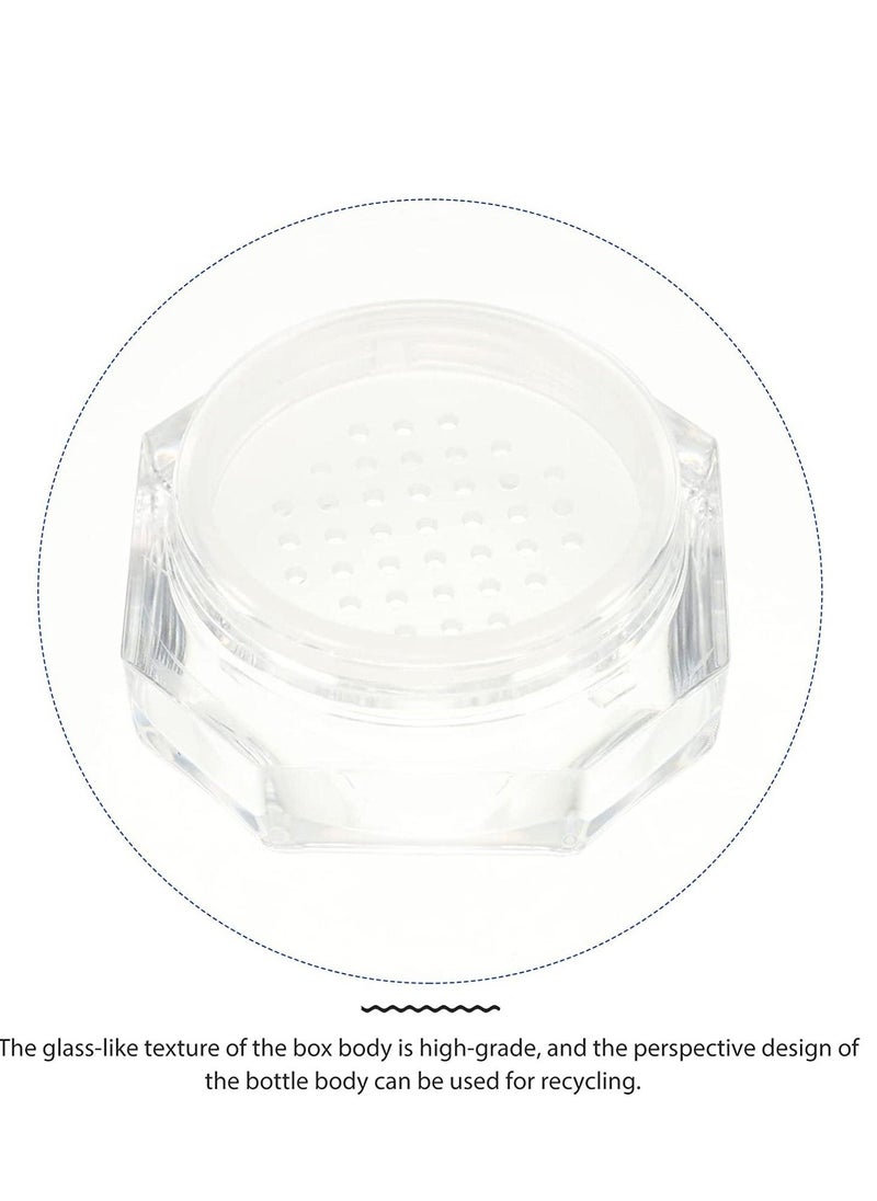 Loose Powder Container, Empty Reusable Plastic DIY Makeup Powder Case, Baby Powder Container Small Octagonal Box with Net Sifter and Lid, for Home and Travel 4pcs