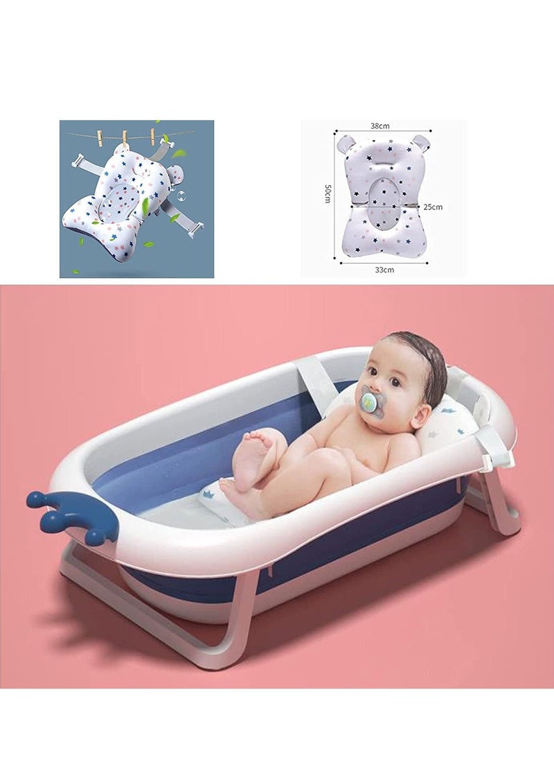 Baby Bath Cushion Pad ONLY, Newborn Bath Bed Adjustable Baby Shower Mat Non-Slip Soft Padded Infant Bathtub Support Foldable Baby Bath Seat Back Pillow Infant Bather Floating Pad, 0-12 M, NO Bathtub