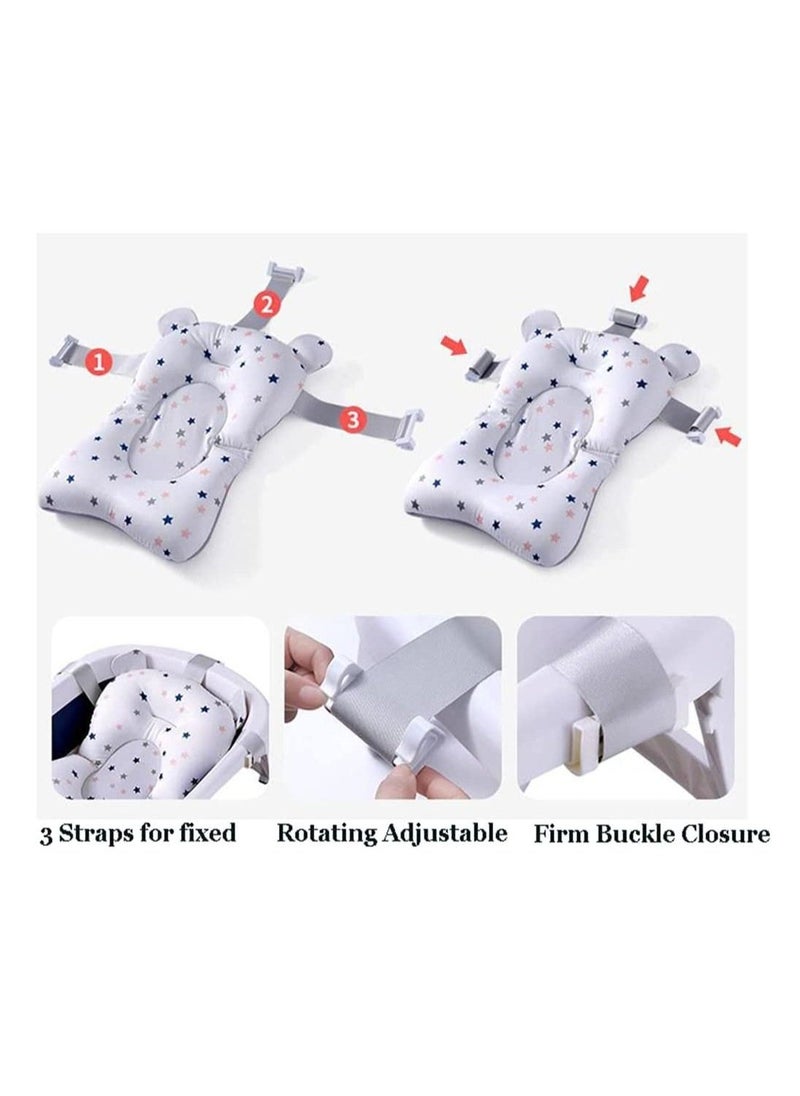 Baby Bath Cushion Pad ONLY, Newborn Bath Bed Adjustable Baby Shower Mat Non-Slip Soft Padded Infant Bathtub Support Foldable Baby Bath Seat Back Pillow Infant Bather Floating Pad, 0-12 M, NO Bathtub