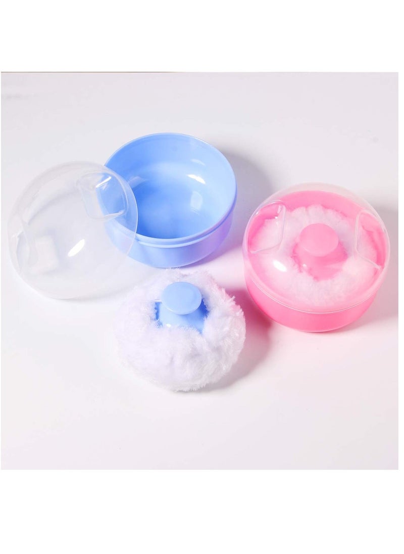 Storage Body Powder Container, Fluffy Body After-bath Powder Case, Baby Care Face/Body Villus Powder Puff Box, Makeup Cosmetic Talcum Powder Container with Hand Holder 2pcs