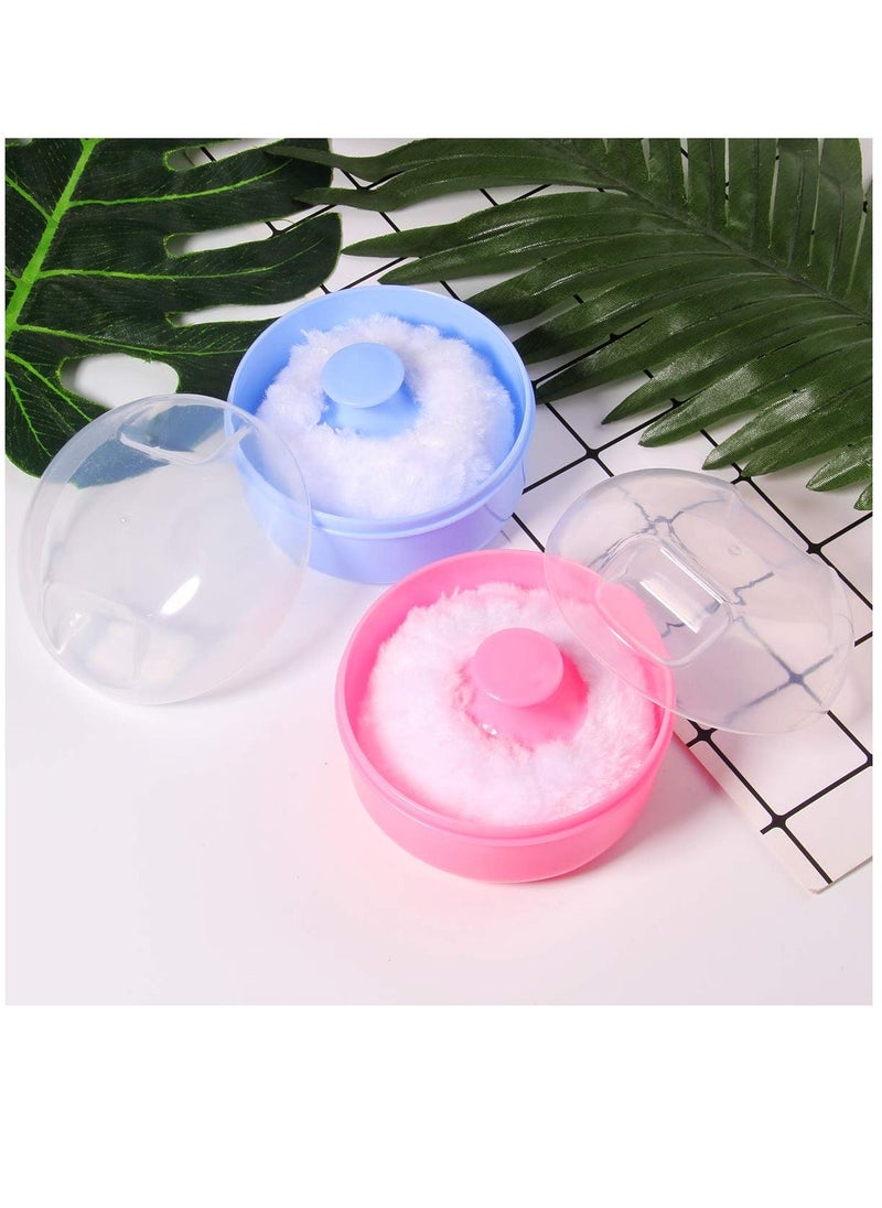 Storage Body Powder Container, Fluffy Body After-bath Powder Case, Baby Care Face/Body Villus Powder Puff Box, Makeup Cosmetic Talcum Powder Container with Hand Holder 2pcs