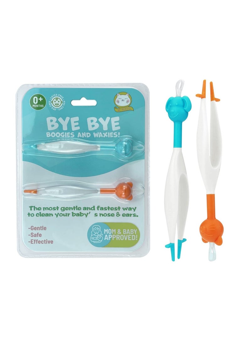 Baby Nose and Ear Cleaner, Soft Flexible Rubber Nasal Booger Picker for Newborns and Infants, Dual Earwax and Snot Removal Tools, Essential Baby Care Products