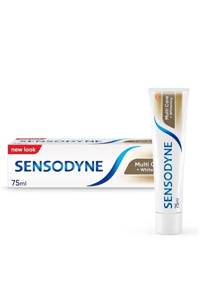 Sensodyne Toothpaste, Multi Care, Teeth Whitening Toothpaste, Everyday Protection, Sensitive Teeth, Stain Remover, Multipack, 75 ml, X 3 Pack