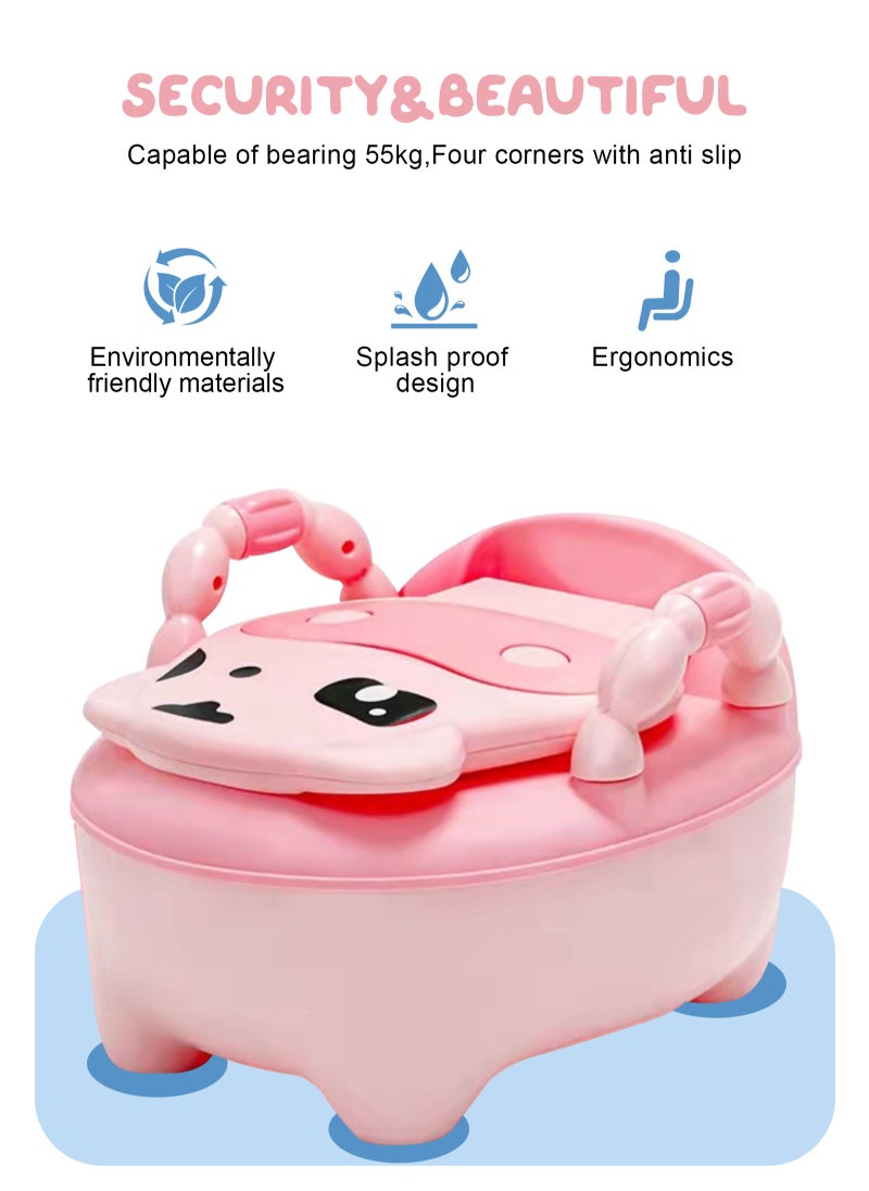 Baby Potty Training Toilet Seat with Soft Cushion Handles, Haute Collection, Double Anti-Slip Design and Splash Guard for Boys and Girls (Pink)