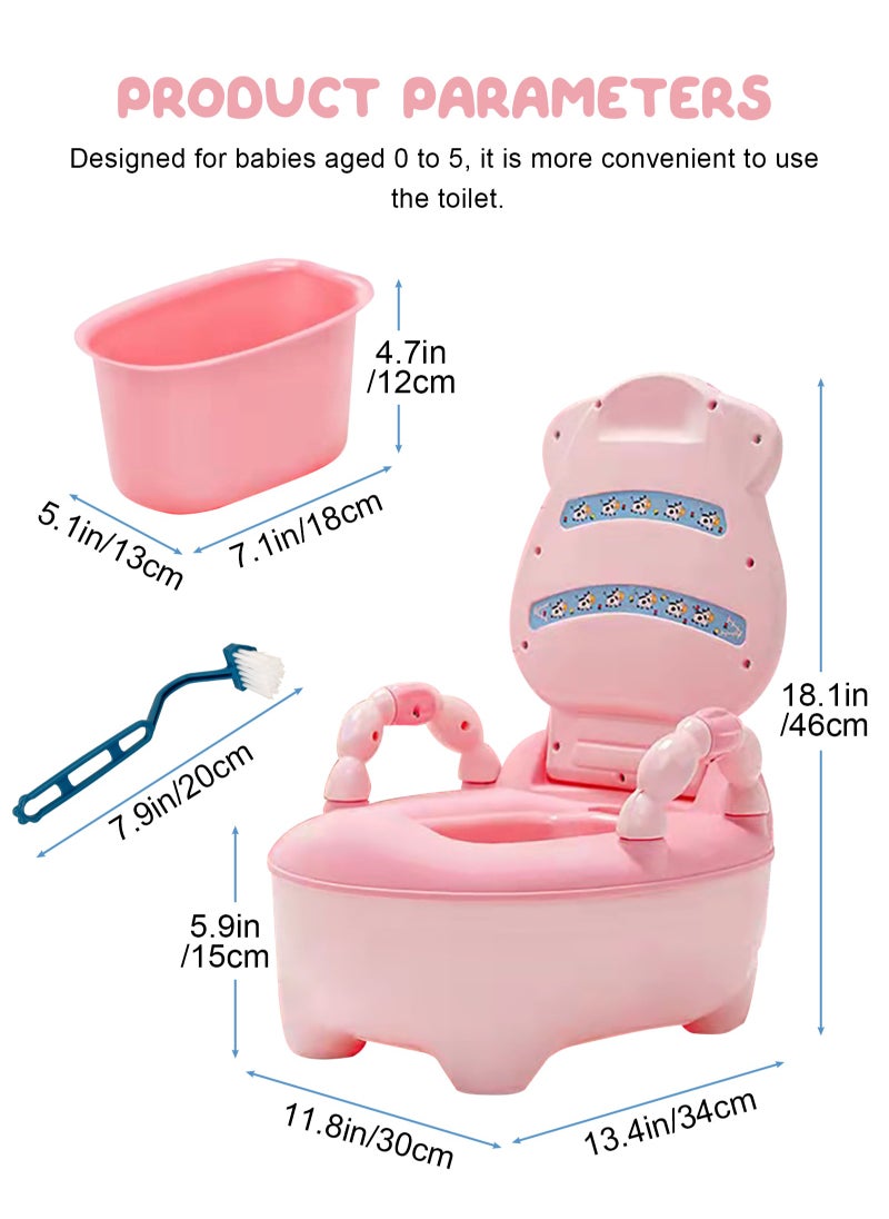 Baby Potty Training Toilet Seat with Soft Cushion Handles, Haute Collection, Double Anti-Slip Design and Splash Guard for Boys and Girls (Pink)