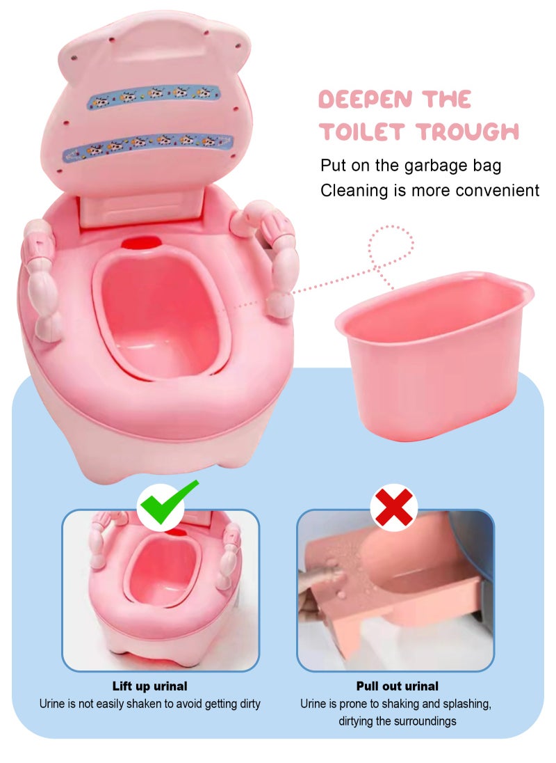 Baby Potty Training Toilet Seat with Soft Cushion Handles, Haute Collection, Double Anti-Slip Design and Splash Guard for Boys and Girls (Pink)