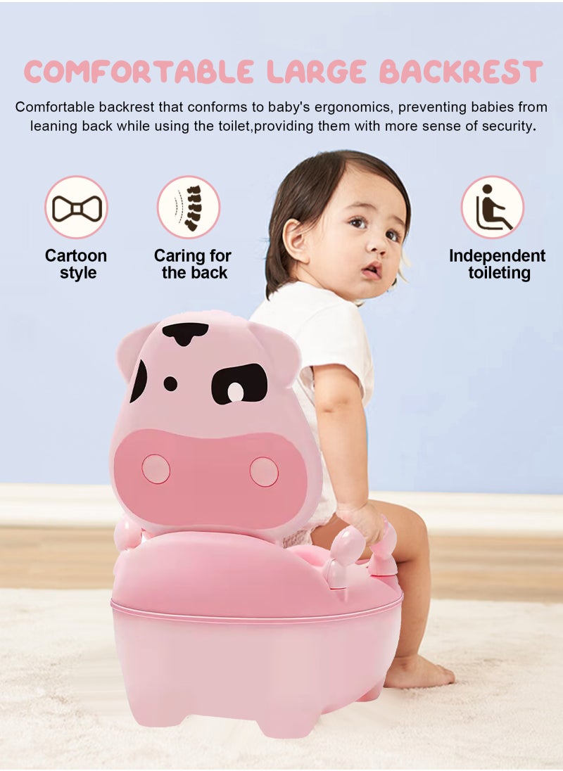 Baby Potty Training Toilet Seat with Soft Cushion Handles, Haute Collection, Double Anti-Slip Design and Splash Guard for Boys and Girls (Pink)