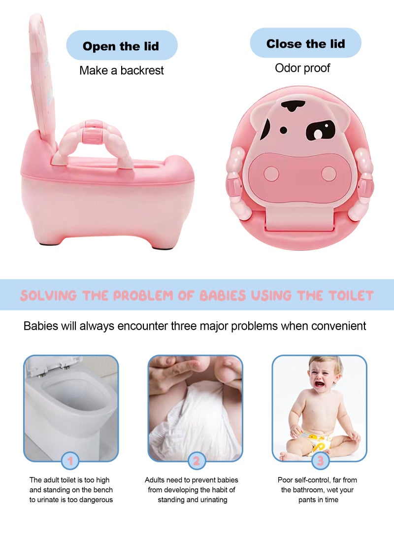 Baby Potty Training Toilet Seat with Soft Cushion Handles, Haute Collection, Double Anti-Slip Design and Splash Guard for Boys and Girls (Pink)